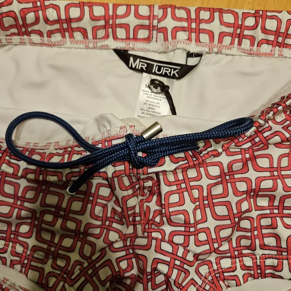 Mr. Turk Montego Bay Swim Trunk Size Small Pink White - Picture 5 of 7